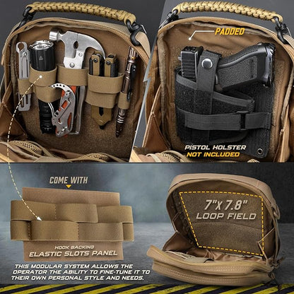 WYNEX Tactical Molle Admin Pouch, Utility EDC Pouch Organizer Modular Tool Pouch of Double Layer Design Medical EMT Attachment Bag Large Capacity with Elastic Webbing Insert Panel