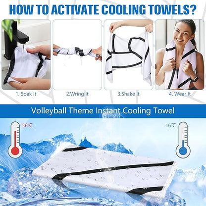 12 Pack Volleyball Cooling Towels for Boys, Sports Towels with Bags, 40"x12" Breathable Chilly Towel, Microfiber Towel for Volleyball Sport Team Gift