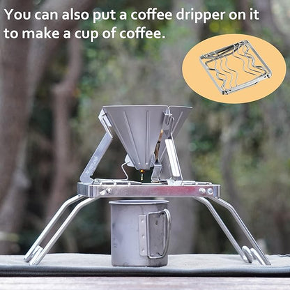 CAMPINGMOON Portable Folding Camping Campfire Grill over Fire Split Stoves 304 Stainless Steel (7’’L (MS-1001))