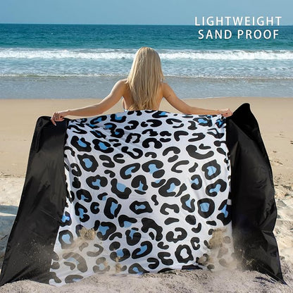 Sandproof Waterproof Beach Blanket, 80"x80" Large Beach Mat for 4-6 Adults, Lightweight Quick Dry Windproof Picnic Mat