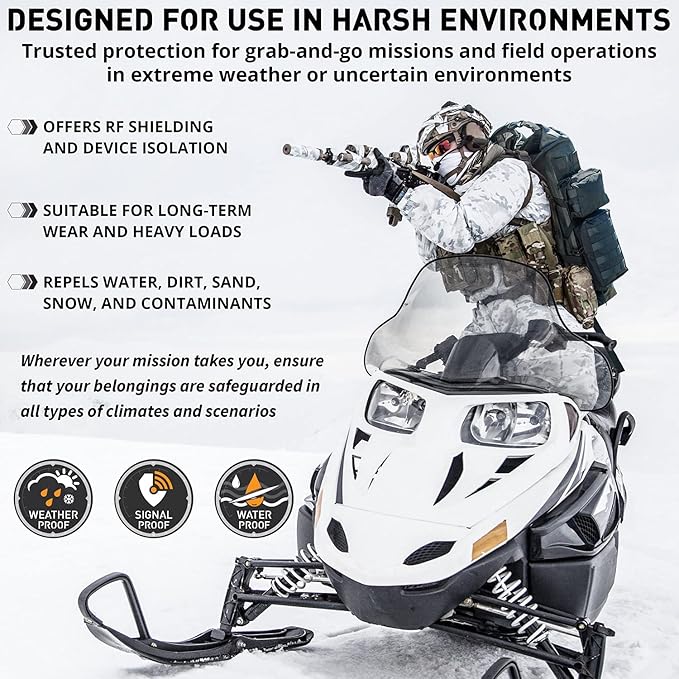 Mission Darkness Dry Shield Faraday Backpack 40L // Waterproof Tactical Bag with MOLLE Webbing and Removable Packs // Signal Blocking Anti-tracking Data Privacy EMP Shield for Electronics