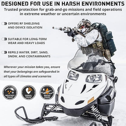 Mission Darkness Dry Shield Faraday Backpack 40L // Waterproof Tactical Bag with MOLLE Webbing and Removable Packs // Signal Blocking Anti-tracking Data Privacy EMP Shield for Electronics