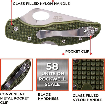 Firebird GANZO F759MS-GR Serrated Blade Pocket Folding Knife 440C Stainless Steel Serrated Blade Nylon Glass Fiber Anti-Slip Handle with Clip Fishing Camping Outdoor Gear EDC Pocket Knife (Green)