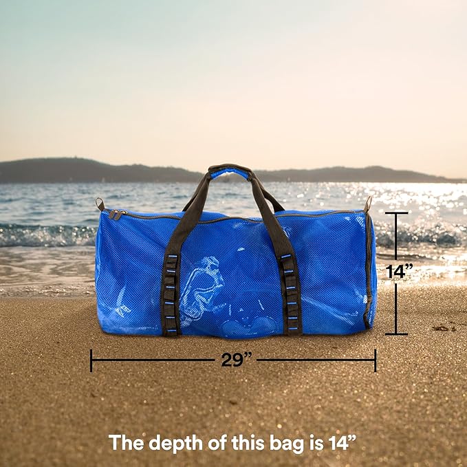 Fitdom 90L Large Mesh Duffle Bag for Scuba Dive or Snorkel Equipment. Best for Water Sports & Beach Activities like Swimming, Diving & Snorkeling. Perfect for Travel, Storage Swim Gym Gears & Balls
