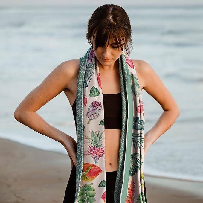 Hero Microfiber Large Beach Towel Compact for Travel (Jungle Garden, 40" x 72")