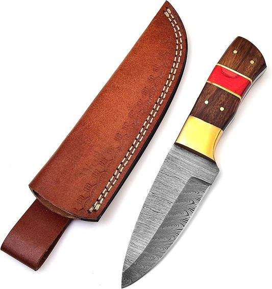Wood Handle Damascus Knife Made Of Remarkable Damascus Steel -Best Hunting Knife with Sheath TJ104
