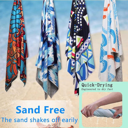 Microfiber Beach Towels 2 Packs, Oversized Quick-Dry Towels for Adults, Lightweight Thin Towels (72" x 36") for Swimming, Beach, Camping