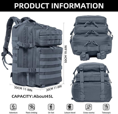 Military Tactical Backpack for Men and Women Army 3 Days Assault Pack Bag Large Rucksack with Molle System for Hiking Cycling Skiing Camping Climbing