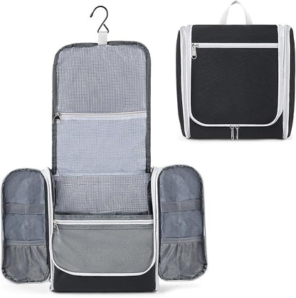 Della Gao Hanging Toiletry Bag for Men and Women, Large Capacity Cosmetics Makeup Bag Toiletries Organizer, Bathroom Bag, Water-Resistant Nylon, Black