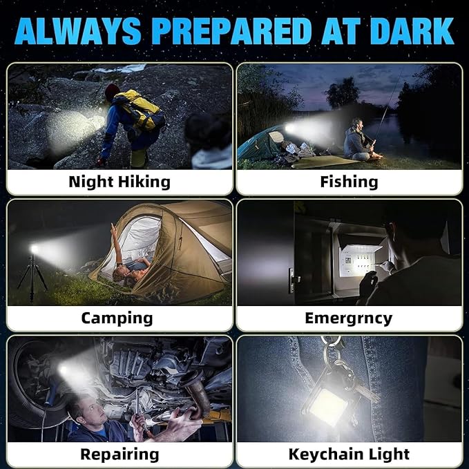 10 Pack Solar Mini Keychain Light Pocket Tiny LED Flashlight Rechargeable, Bright Small Flashlights Torch for EDC, Emergency, Power Outage,Camping, Party Favors (Black)