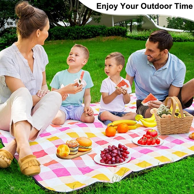 ICOSY Large Picnic Outdoor Blankets, 78" x 59" Beach Camping Blanket Waterproof Sandproof Picnic Camping Mat Camping Gear Essentials