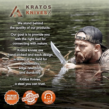 Bushcraft Fillet Knife, 12 Inch Best Fillet Knife for Fish, Boning Knife for Meat Cutting, 440C Stainless Steel Fish Fillet Knife by Kratos - ZF4F