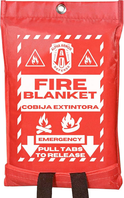 Fire Blanket: Home & Kitchen Fire Extinguisher, Emergency Fireproof Safety Blanket for Camping, Car, Office, 100% Fiberglass, Flame Retardant, Prepared Hero, Thermal, Kit (1 Pack)