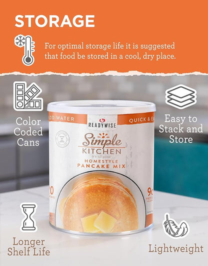 READYWISE - Simple Kitchen, Pancake Mix, 20 Servings, Emergency Food Supply, Canned, Survival Food, Baking Supplies, Pancakes, and Waffle Mix for Breakfast, Canned Breakfast, Pancake-Batter Mix