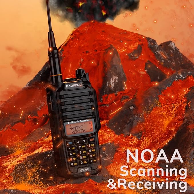 BAOFENG UV-9G GMRS Radio, IP67 Waterproof Two Way Radio for Adults, NOAA Scanner & Receiver Long Range Rechargeable Handheld Radio, Repeater Compatible, with Programming Cable