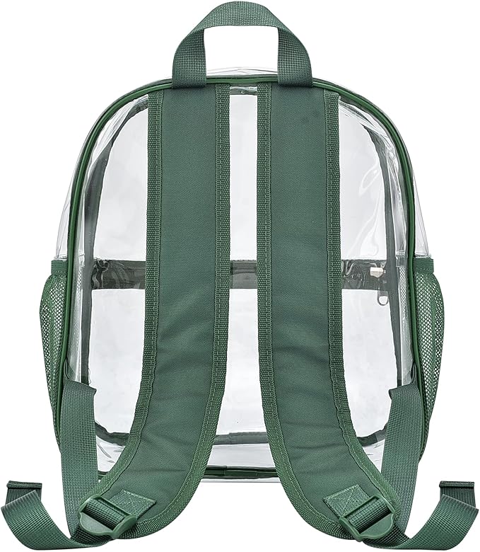 Oraben Clear Backpack for Stadium Events Clear Stadium Backpack 12x6x12 Bag (Enhanced Strap, Forest Green)