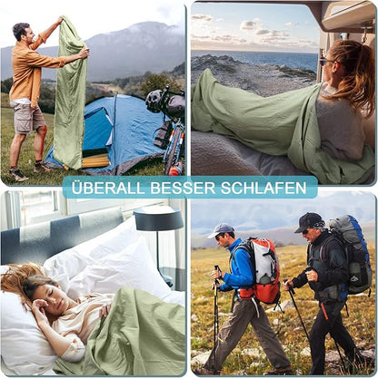Sleeping Bag Liner, Adult Sleep Sack & Travel Sheets, Lightweight Single and Portable Camping Sleeping Bag Liners - Ideal for Traveling, Hostels and Camping