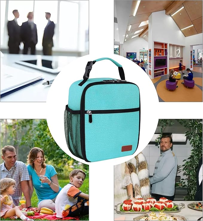 Femuar Lunch Box for Men Women Adults Small Lunch Bag for Office Work Picnic - Reusable Portable Lunchbox, Light Blue