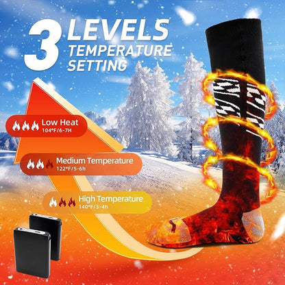 Heated Socks for Men Women, Rechargeable 5000mAh Battery Electric Heated Socks Washable Winter Socks for Foot Warmer Skiing Camping Hiking