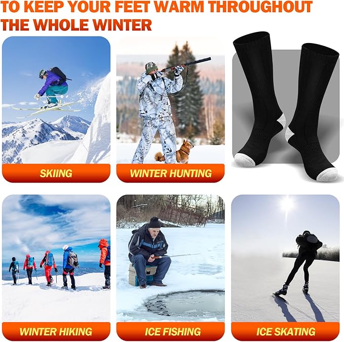 Heated Socks for Men/Women - 5V 5000mAh Battery Powered, Perfect for Outdoor Riding, Camping, Hiking, Motorcycling, and Skiing