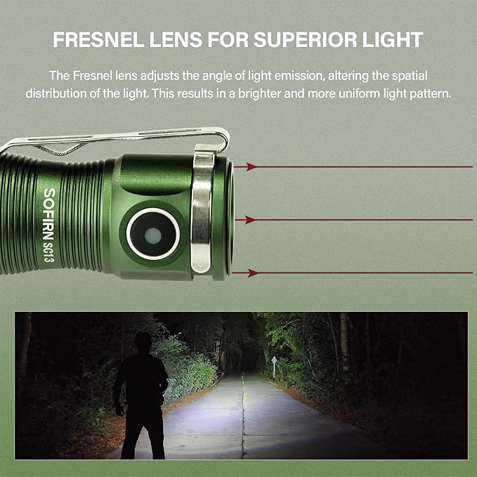 sofirn SC13 Small Rechargeable Flashlight, Pocket EDC Flashlight Bright 1300 Lumens with Magnetic Tail Cap, Mini Pocket Lights for Everyday Carry Emergenices Outdoor Camping Hiking