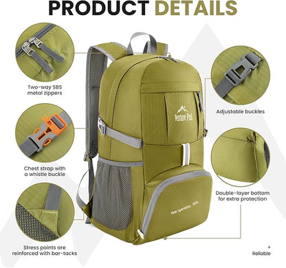 Venture Pal 35L Ultralight Lightweight Packable Foldable Travel Camping Hiking Outdoor Sports Backpack Daypack