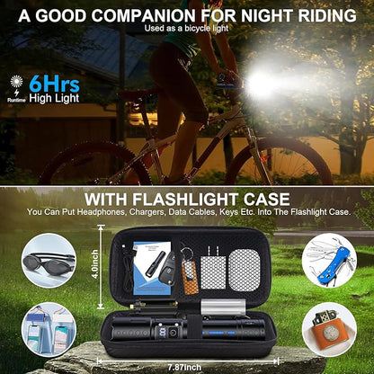Flashlights High Lumens Rechargeable - 20,000 Lumens Super Bright Tactical LED Flash Light, Dimmable&Memory Function Powerful Waterproof Flashlight for Camping,6 Modes,Zoomable,LCD Display (1, Black)