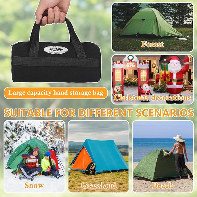 20 Pcs 8" Heavy Duty Screw-in Tent Stakes with Storage Bag, Glow-in-The-Dark Ground Anchor Peg, Metal Threaded Drillable Tent Stake for Camping Swing Canopies, with 1 Hex Nut Driver, Peg Puller
