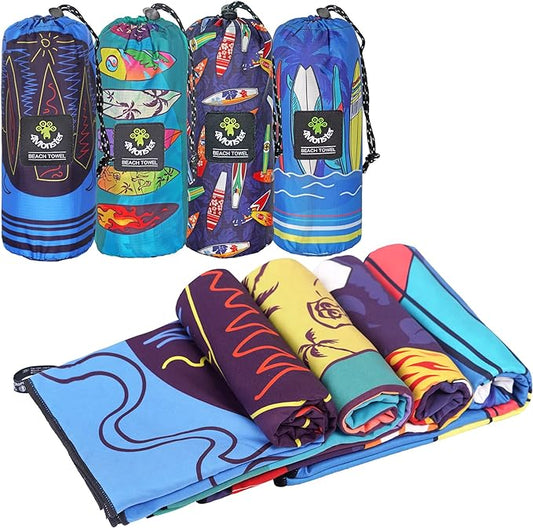 4Monster Microfiber Beach Towel Quick Dry,Super Absorbent Lightweight Travel Towel for Swimmers, Sand Free Camping Towel, Beach Towels for Pool, Swim, Water Sports,Yoga,Gym,Backpacking