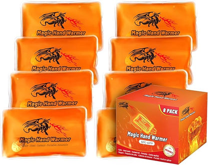 8 Pack Magic Hand Warmers, Reusable Snap Heat Packs, Reusable Pocket Hand Warmers, Portable Hand Warmers Used for Outdoor, Indoor, Working, Studying, Camping, Warm Gifts for Adults or Kid(P0125)