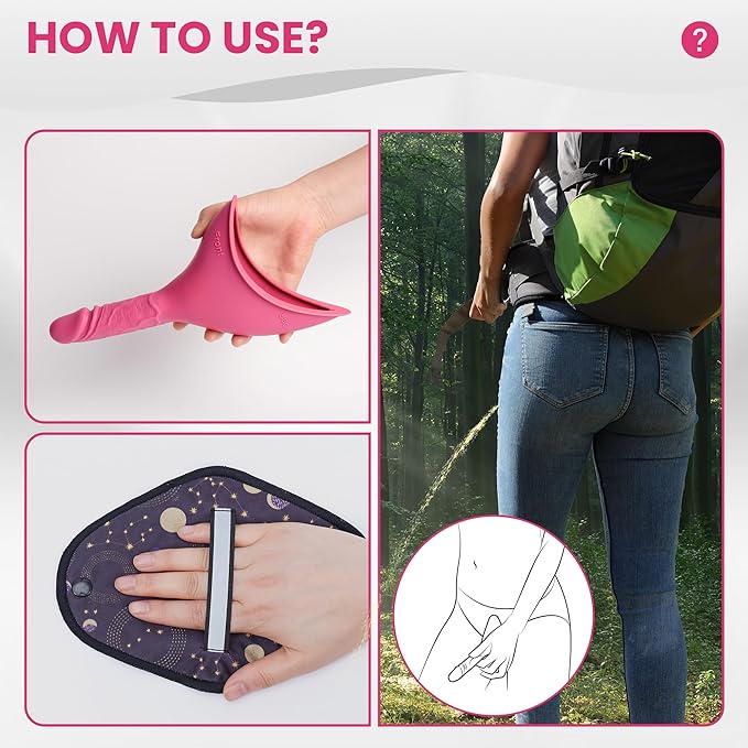 Rquite Female Urinal Pee Cloth Set, Portable Female Urination Device, Reusable Pee Funnel & Rag with Discreet Carry Bag, Silicone Urine Cup for Women Camping Gear Hiking Accessories