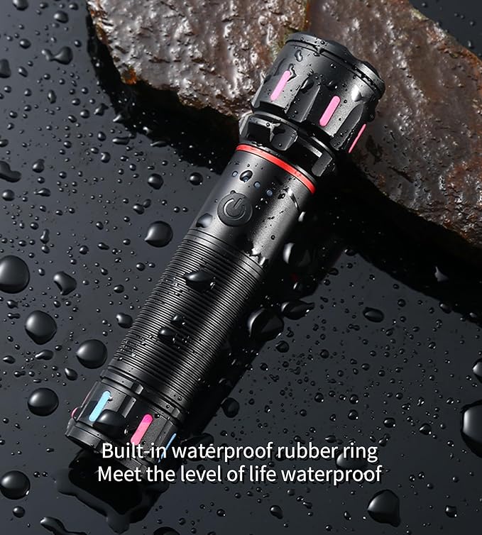 LED Rechargeable Flashlights High Lumens, 1500+ Lumens Super Bright Zoomable Fluorescent Flashlights, Waterproof Powerful Flash Light Multifunctional Flashlights for Home Camping Hiking