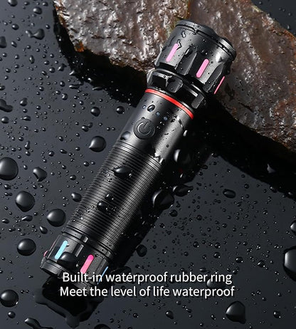 2 Pack LED Rechargeable Flashlights High Lumens, 1000+ Lumens Super Bright Zoomable Fluorescent Flashlights, Waterproof Powerful Multifunctional Flashlights for Home Camping Hiking