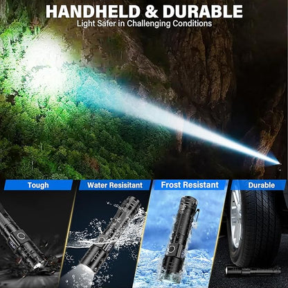 Rechargeable Flashlights High Lumens, 50000LM Super Bright LED Flashlight, Powerful Tactical Flashlight, 5 Modes Zoomable Waterproof Flash Lights for Emergency, Camping