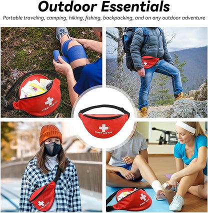 Faylapa Empty First Aid Bag Fanny Pack, Travel Pouch Bag 11.02x5.51x3.54 inch Waist Bag for Travel, Home, Office, Vehicle, Camping, Outdoor (Bag Only)