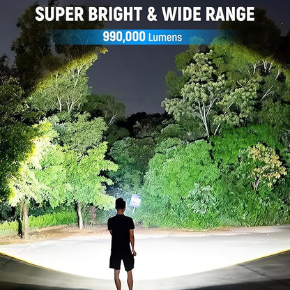 Rechargeable LED Flashlights High Lumens(ΒATTERY Included), 990,000 Lumens Super Bright Flashlight, Powerful Waterproof Flash Light Multifunctional Flashlights for Home Camping