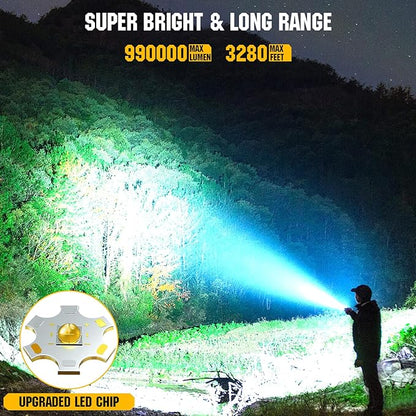 Rechargeable LED Flashlights High Lumens, 990000 Lumen Brightest Flashlight with 7 Modes & IPX7 Waterproof, High Power Handheld Flash Light for Home Camping Hiking