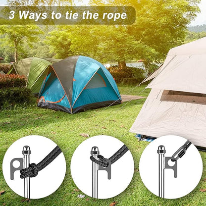 12 Inch Ground Anchors, 4 Pcs Heavy Duty Tent Stakes, Easy to Install and Reusable, for Camping Tents, Trampolines, Sheds, Swing Sets, Securing Animals