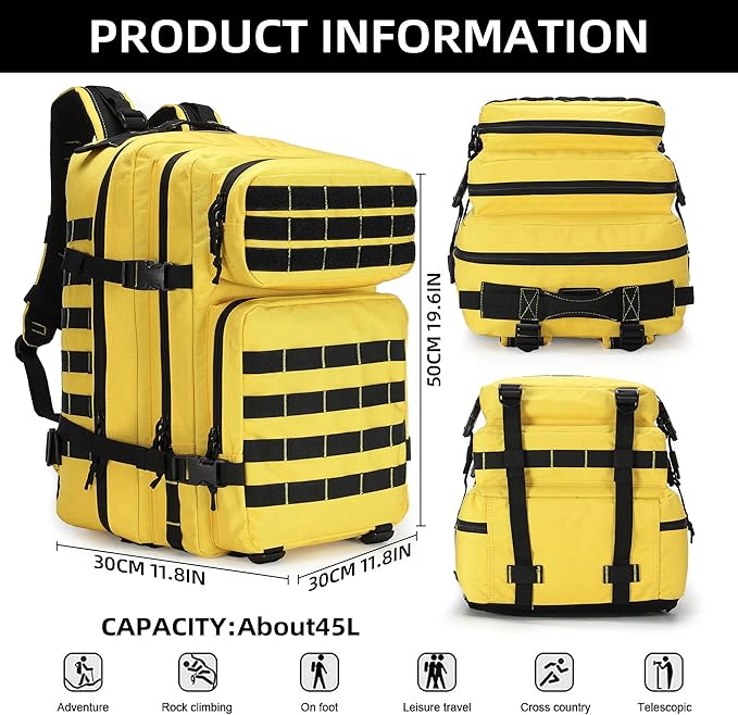 Military Tactical Backpack Army 3 Days Assault Pack Bag Large Rucksack with Molle System Hiking Treeking Rucksack