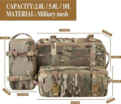 PETAC GEAR 3 PCS Tactical Modular Packing Cubes, Large Capacity Mesh Storage Bag,Outdoor Travel Organize Storage Pouches Bags.