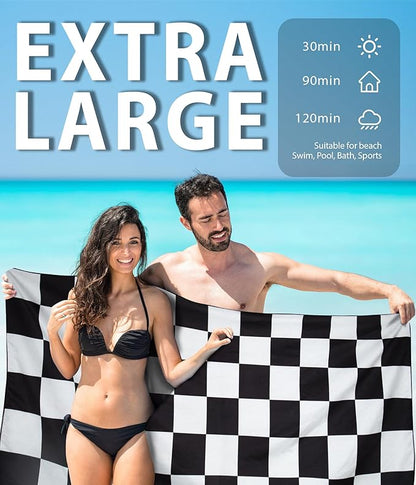 Microfiber Beach Towel – Block Quick Dry Lightweight Sand Free Oversized Large Towel Accessories Travel Must Have Swim Pool Yoga Camping Gear Summer Essentials Packable Sandproof Item Gift 71" 32"