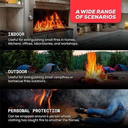 Emergency Fire Blanket for Home & Kitchen | 2-Pack + Mount | Fire Extinguisher for Camping Gear, Car Safety, Hiking, Survival Kit & Welding | Flame Retardant Preparedness Supplies 39" x 39"