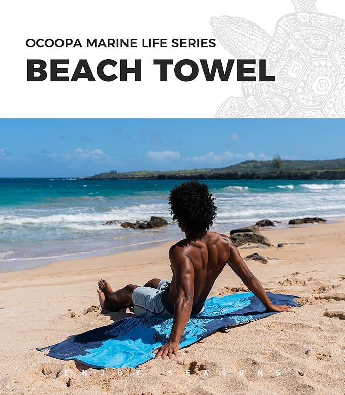 OCOOPA Microfiber Beach Towel Fast Drying, Extra Large 71" x 32" Sand Free Beach Towel Super Lightweight Towels for Swimming Pool, Camping, Picnic, Yoga Gym Sports