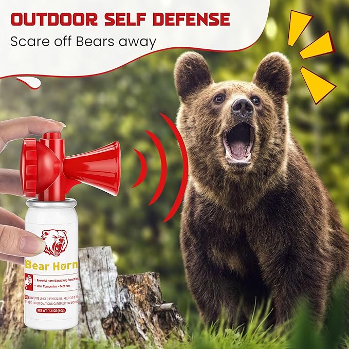 4 Pack Bear Horn to Scare Bears 1.4oz, Very Loud 120dB Bear Air Horns for Safety for Hiking, Heard Up to 1/2 Mile Away, Bear Spray Self Defense, Blow Horn to Scare Wild Animals, Bear Alarm