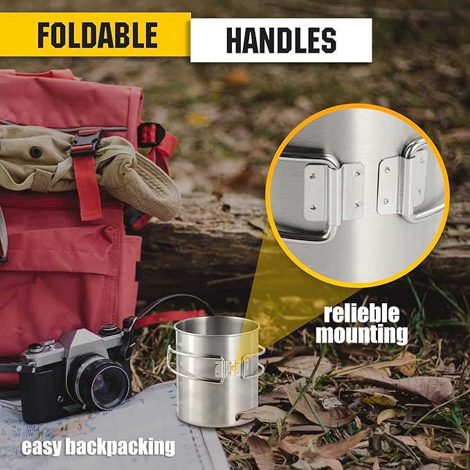 M-Tac 17oz Stainless Steel Hiking Mug Travel Coffee Cup with Handle