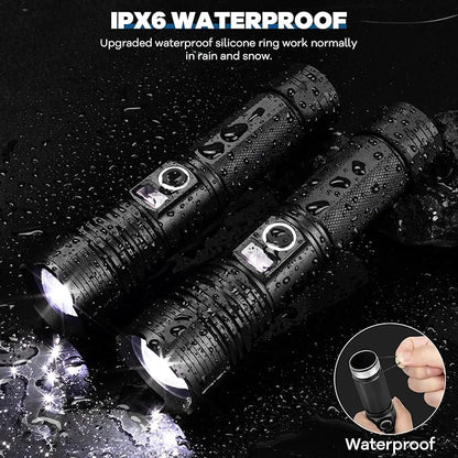 Rechargeable LED Flashlights High Lumens, 2Pack 900000 Lumens Super Bright Flashlight with 5 Modes IPX6 Waterproof, Powerful Flashlight Waterproof Flash Light for Home Emergencies Camping