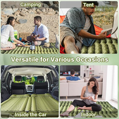 Sleeping Pad for Camping 2 Person, Backpacking Self Inflating Sleeping Pad Double 2 People Ultra Lightweight, Air Inflatable Foldable Camp Hiking Sleep Mat for Outdoor Tent 4 inch Thick, 78 x 55 inch