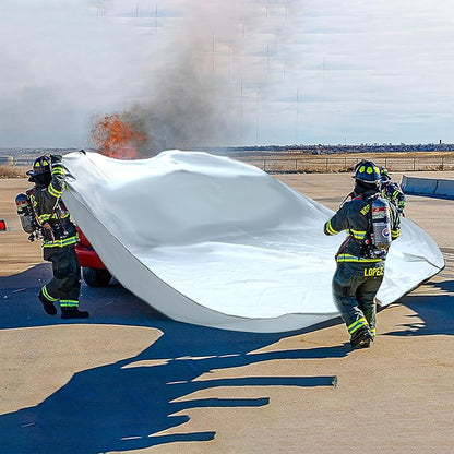 Azazccm Emergency Fire Blanket for Car, Large Fiberglass Fire Extinguisher Blanket, Survival Safety Fire Suppression Blanket for Electric Vehicle Truck Automotive Conflagration (13.12x19.68FT)