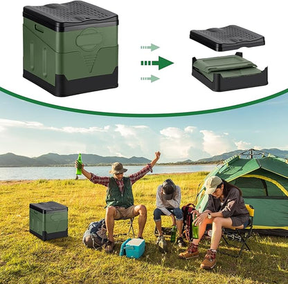 Camping Portable Toilet, Foldable Portable Toilet With Lid, Adult Portable Bedpan Car Toilet Bucket Toilet, Outdoor Camping Hiking, Travel, Beach, Boating Travel Toilet (Green)