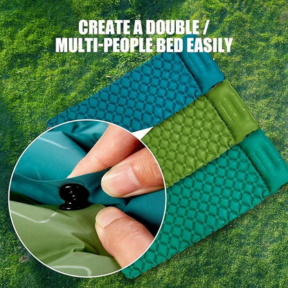 AKSOUL Sleeping Pad Inflatable for Camping: Ultralight & Compact Self Inflating Camp Mat with Built-in Foot Pump, Connectable Portable Air Mattress for Hiking, Backpacking Travel